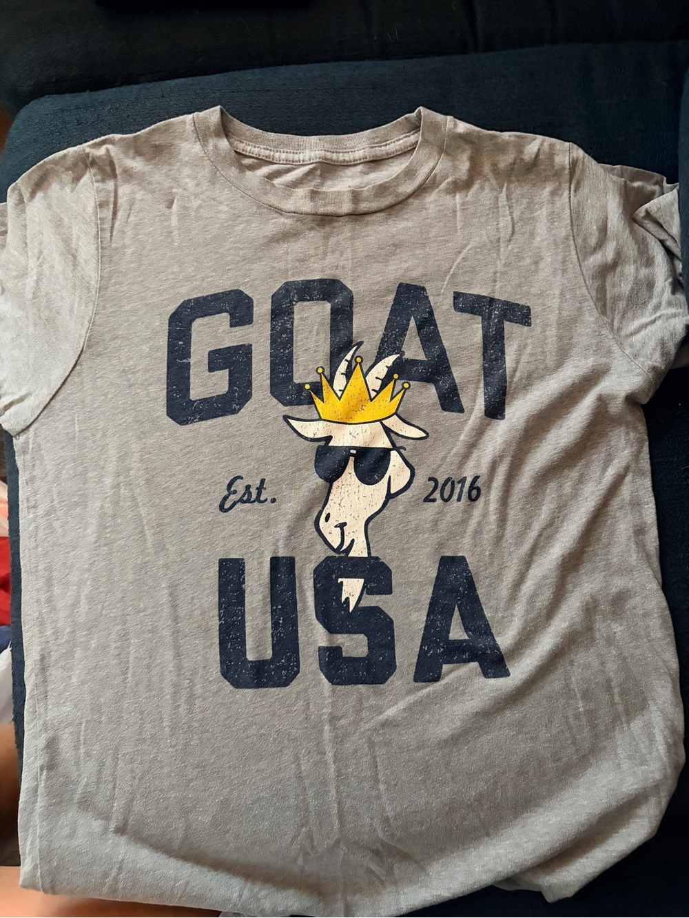 Youth GOAT USA Short Sleeve Tee - Gray with Yellow Accent